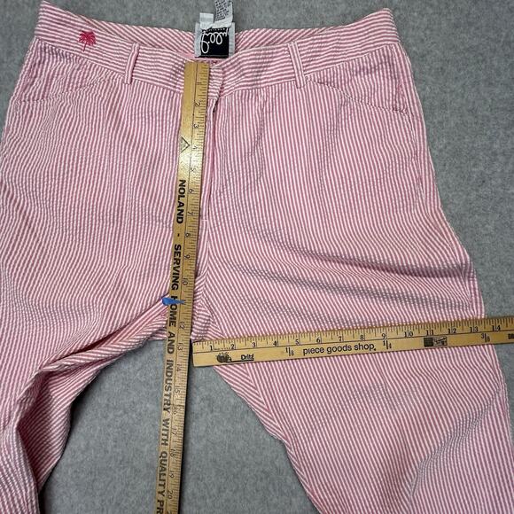 Vtg Lilly Pulitzer Capri Pants Womens 12 Seersucker Pink Wht Stripe Stretch Crop - Picture 11 of 15